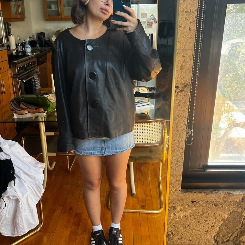 70s style leather coat